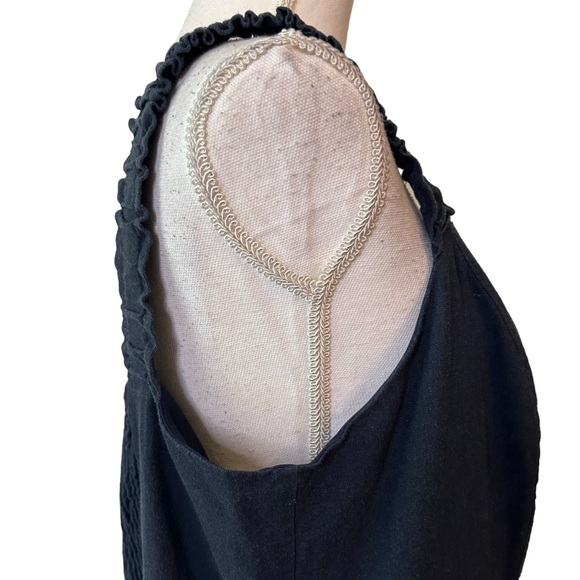 52seven Women's Sleeveless Color Block Tiered Linen Midi Dress SZ 1X Navy Tan - Picture 7 of 11